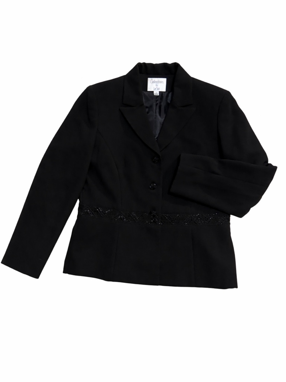 Le Suit Black Beaded Waist Blazer Size 12